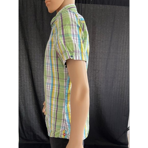 Crocker Men's Dress Shirt Multicolor Short Sleeve 100% Cotton Size L - Picture 8 of 10